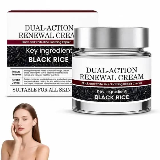 Creme Renovador de Dupla Ação Keratin Erase com Arroz Preto e Branco – Hidratante Facial Reparador para Hidratação, Supo