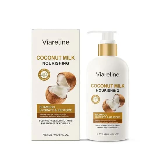 Shampoo Nutritivo de Leite de Coco, Hidrata e Restaura, Sem Sulfato, Sem Parabenos, 8 Fl Oz