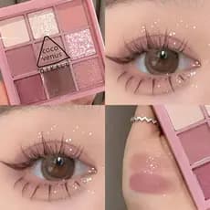 Paleta de sombras para os olhos em rosa fumê puro e elegante, estilo coreano, com acabamento matte e cintilante, baixa s