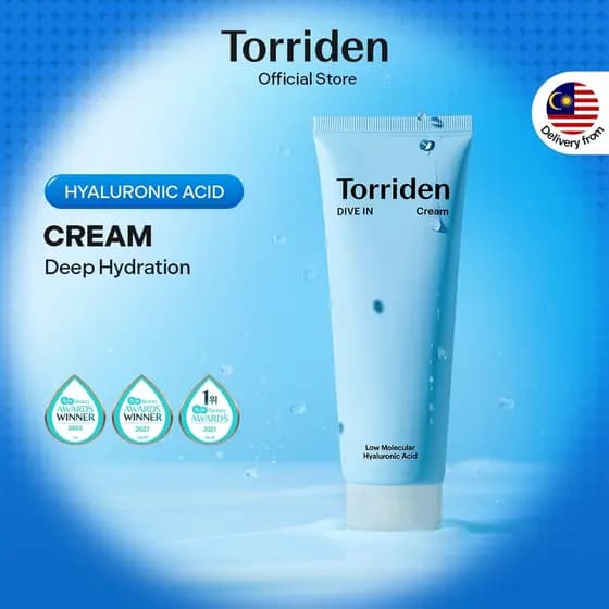 [Torriden Oficial] Creme Hidratante Facial com Ácido Hialurônico de Baixo Peso Molecular DIVE IN para Pele Sensível e Se