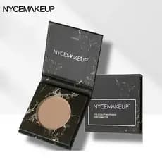 Paleta de contorno em mármore da loja principal NYCEMAKEUP com pincel, tom cinza-marrom Omega para contorno e realce do