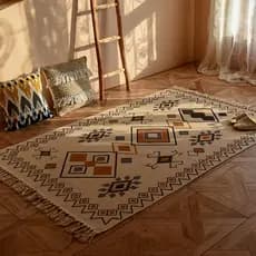 [Novo produto] ins tapete de linho de algodão boêmio sala de estar sofá tapete quarto cabeceira pé tapete longo Tatami l