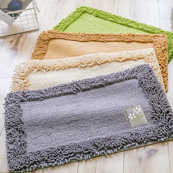 [Novo produto] algodão Chenille quarto tapete porta de entrada banheiro pé tapete absorver água antiderrapante máquina l