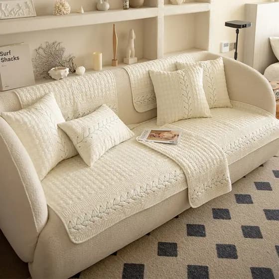 [Novo produto] Almofada pequena para sofá fresco, algodão lavado, capa simples, encosto, toalha, pano, almofada antiderr