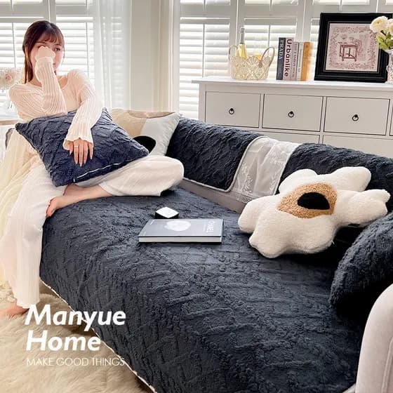 [Novo produto] ins Premium Plush Sala de estar Almofada de sofá Outono Inverno Capa de sofá antiderrapante Almofada de s