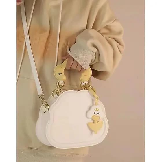 Nova bolsa transversal feminina estilo japonês, bolsa versátil, bolsa de ombro fofa, bolsa nuvem creme, bolsa de verão,