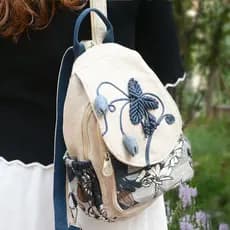 Mochila de design original em estilo étnico, bolsa de tecido vintage para mulheres, mochila artística feminina.