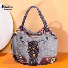 Bolsa de mão de estilo étnico para mães, bolsa pequena de tecido para mulheres, bolsa feminina para saídas.