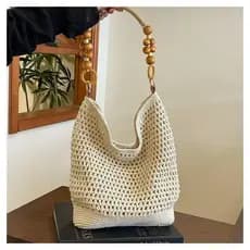 Bolsa de tecido de grande capacidade, modelo de viagem 2025, de ombro único, bolsa de praia versátil com zíper.