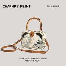 Nova bolsa de mão estilo chinês com bordado de panda e nó de bambu, nova bolsa de ombro e transversal retrô estilo chinê