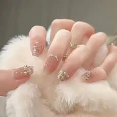 Arte de unhas, unhas postiças, adesivos para unhas, estilo delicado de noiva, popular no Xiaohongshu, arte de unhas remo
