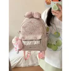 Popular mochila My Melody feminina e charmosa com design em cores contrastantes e grande capacidade, mochila versátil pa