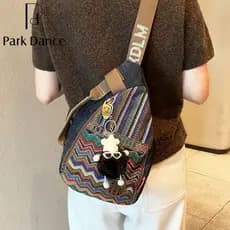Bolsa transversal autêntica de boutique para mulheres, modelo novo de 2025, bordado vintage, ultraleve, versátil, duráve