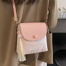 Bolsa transversal de verão elegante e única, bordada em estilo chinês, leve e ultrafina, adequada para estudantes e para