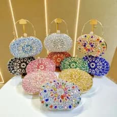 Bolsa clutch luxuosa e elegante com strass para mulheres, cheia de strass, adequada para socialites, pode ser usada como