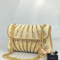 Bolsa de mão elegante com detalhes de diamantes, nova bolsa feminina, bolsa de pérolas, bolsa transversal com corrente,