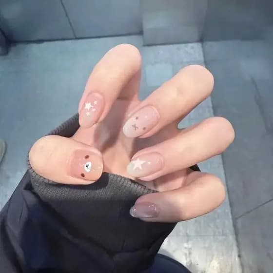 Urso Diurno~ Puramente Fofo e Doce, Estilo Ins, Artesanal, Requintado e Versátil, Unhas Postiças Vibrantes para Meninas,