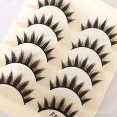 Cílios Postiços Longos com Faixa Cruzada para Maquiagem Natural e Cosplay, Cílios Pretos e Cílios Olho de Gato, 5 pares