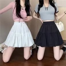 Flor Bud saia meio comprimento saia feminina roupas de primavera 2025 novo estilo A linha saia cintura alta saia curta P