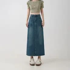 Voltar Split Denim saia Retro azul 2025 verão na moda mais magro olhar cintura alta a linha saia de comprimento médio ro