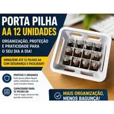 Porta Pilhas AA para 12 Unidades – Organização, Segurança e Praticidade
