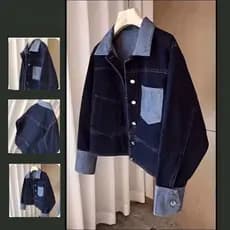 Jaqueta jeans feminina de manga comprida, com gola dobrada, estilo americano, solta e simples, casaco casual versátil, m