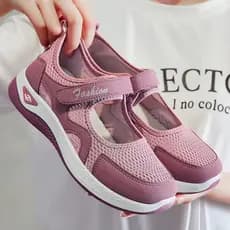 Sapatos Femininos 2024, Novos Sapatos de Verão para Caminhada para Mães de Meia-Idade e Idosas com Velcro e Malha AXSM N