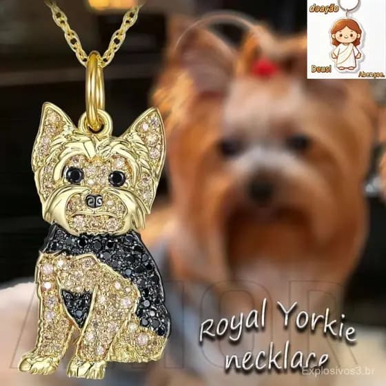 Colar com Pingente de Cachorro York Yorkie - Acessórios de Joias - Presentes de Aniversário para Amantes de Cães - Corre