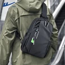 Bolsa masculina com fecho retrátil, bolsa de ombro de grande capacidade para esportes e deslocamentos, prática para tran
