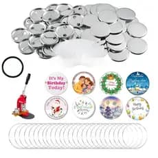 Pinos e Botões Brancos de 32mm/44mm/58mm, 100 Kits para Máquina de Botões Mecolour, com tampa traseira