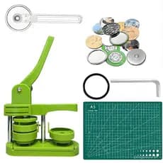 Kit de 32mm: Conjunto de Máquina de Crachás Rotativa para Botões, Pins, Broches