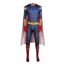 Fantasia Completa de Cosplay de Homelander para Homens, Uniforme de Herói, Macacão Clássico Azul e Vermelho