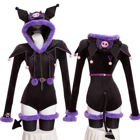 Fantasia de Cosplay da Kuromi: Traje de Pelúcia de Diabo Roxo Fofo de Anime para Comic Con e Apresentações de Palco