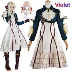 Fantasia de Cosplay de Violeta Evergarden, Peruca de Anime, Vestidos de Princesa e Empregada para Festa de Halloween e C