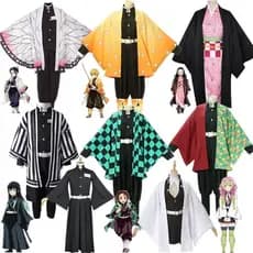 Fantasia de Cosplay de Demon Slayer para Crianças, Fantasia de Halloween Tomioka Giyuu Kamado Tanjiro Kimono