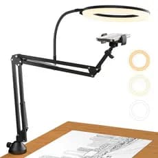 TONOR10"Kit de Iluminação Circular de Teto, Braço Articulado e Suporte para Telefone, Ângulo Ajustável para Gravação, Tr