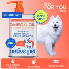 NativeOmega3Fishfors&s - Promove Pelagem Saudável e Brilhante e Articulações Fortes - Feito com Salmão Selvagem do Alasc