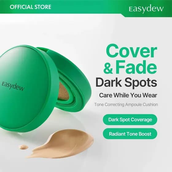 EasydewMelaB Ampola Tonificante Cushion Facial 2 em 1, Cuidado e Maquiagem Coreana com EGF, Niacinamida e Ácido Hialurôn