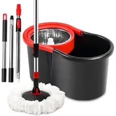 Balde Giratório com Centrifugador, 360 ° Sistema de Balde com 5 Refis de Microfibra de 50" para Limpeza de Pisos (8oz)