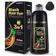 Shampoo para Tingir Cabelo 3 em 1 MEIDU - Cobre Cabelos Brancos, Ingredientes à Base de Ervas, Contém Extrato de Ginseng