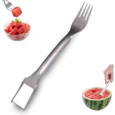 Watermelon Fork Slicer Cutter, Stainless Steel 2-in-1, Portable Watermelon Fork Watermelon Cutter Slicer Tool Fruit Fork