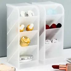 4-Tier Transparent Desktop Organizer for Pencils, Makeup Brushes, Lipstick-Slanted Frosted Acrylic Storage Holder for St