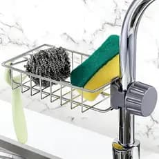 Organizador de Pia de Cozinha em Aço Inoxidável - Prateleira de Drenagem que Economiza Espaço para Esponjas, Esponjas de