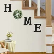 1 Conjunto de Placa de Madeira para Casa com Guirlanda de Eucalipto Artificial para Pendurar, Decoração de Parede de Cas