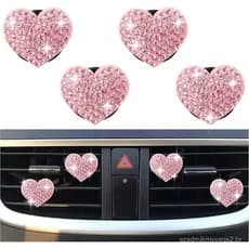 4 Peças de Clipes de Ventilação em Forma de Coração com Strass, Clipes de Ventilação Brilhantes para Decoração de Carros