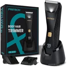 PRITECH Aparador de Pelos Corporais Masculino - Aparador de Pelos Pubianos à Prova d'Água, Lâminas de Cerâmica, Aparelho