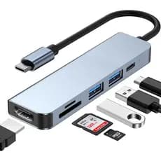 Hub USB C, Adaptador Multi-Portas USB-C para MacBook Pro, Hub Dongle 6 em 1 USBC para HDMI Compatível com Laptops e Outr