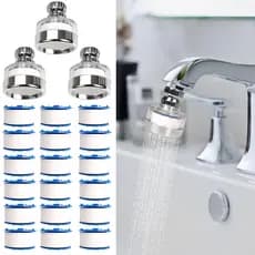 3 Peças de Filtro de Água para Pia e Conjunto de 18 Elementos Filtrantes, Filtro para Torneira de Pia 360 ° Filtro Rotat