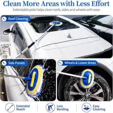 Escova para Lavagem de Carros com Cabo Longo - Kit de Lavagem de Carros de 62" com Escova de Limpeza de Microfibra Cheni