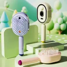 Escova de vapor elétrica para cabelo, escova de ar com spray elétrico para mulheres, escova de cabelo recarregável com s